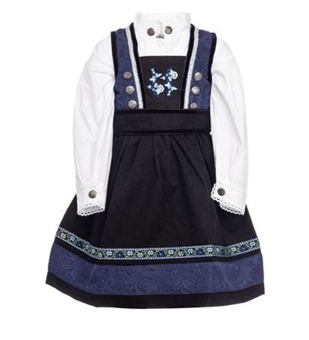 Hovedbilde Salto Kristin Festdrakt til baby pike - blå