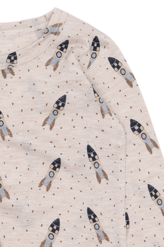 Hust & Claire Acel Rocket ull/tencel trøye til barn - wheat melange