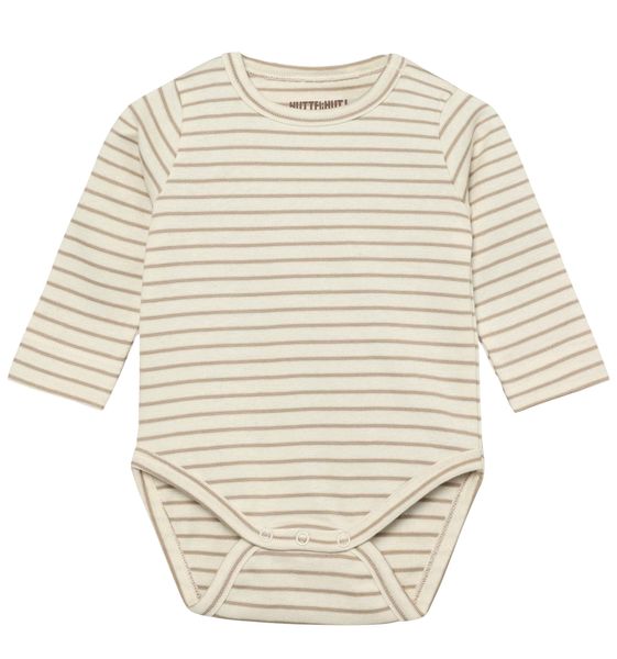 Hovedbilde Huttelihut Stripete body til baby - white pepper