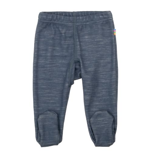 Joha Propeller ull/bambus leggings med fot - ensfarget blå