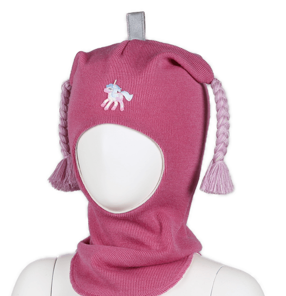 Hovedbilde Kivat ull balaclava Enhjørning med fletter - mørk ...