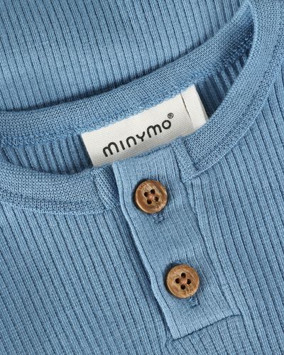 Minymo ribbet body til baby - blue shadow