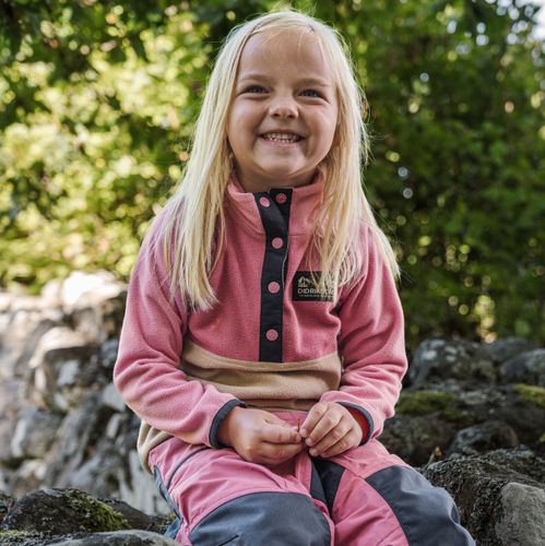 Didriksons Monte Half Button fleecegenser til barn - heather pink