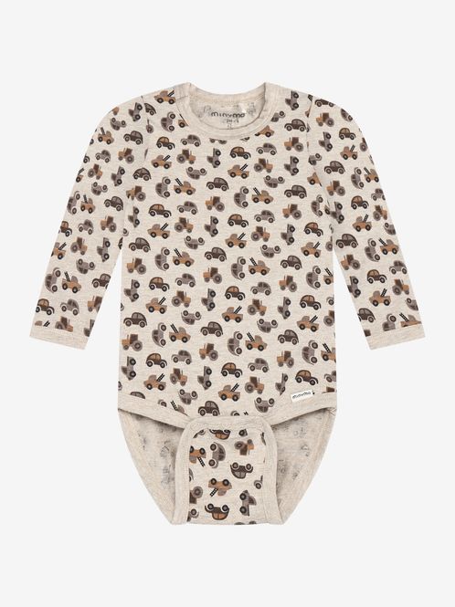 Hovedbilde Minymo body til baby - aop beige melange