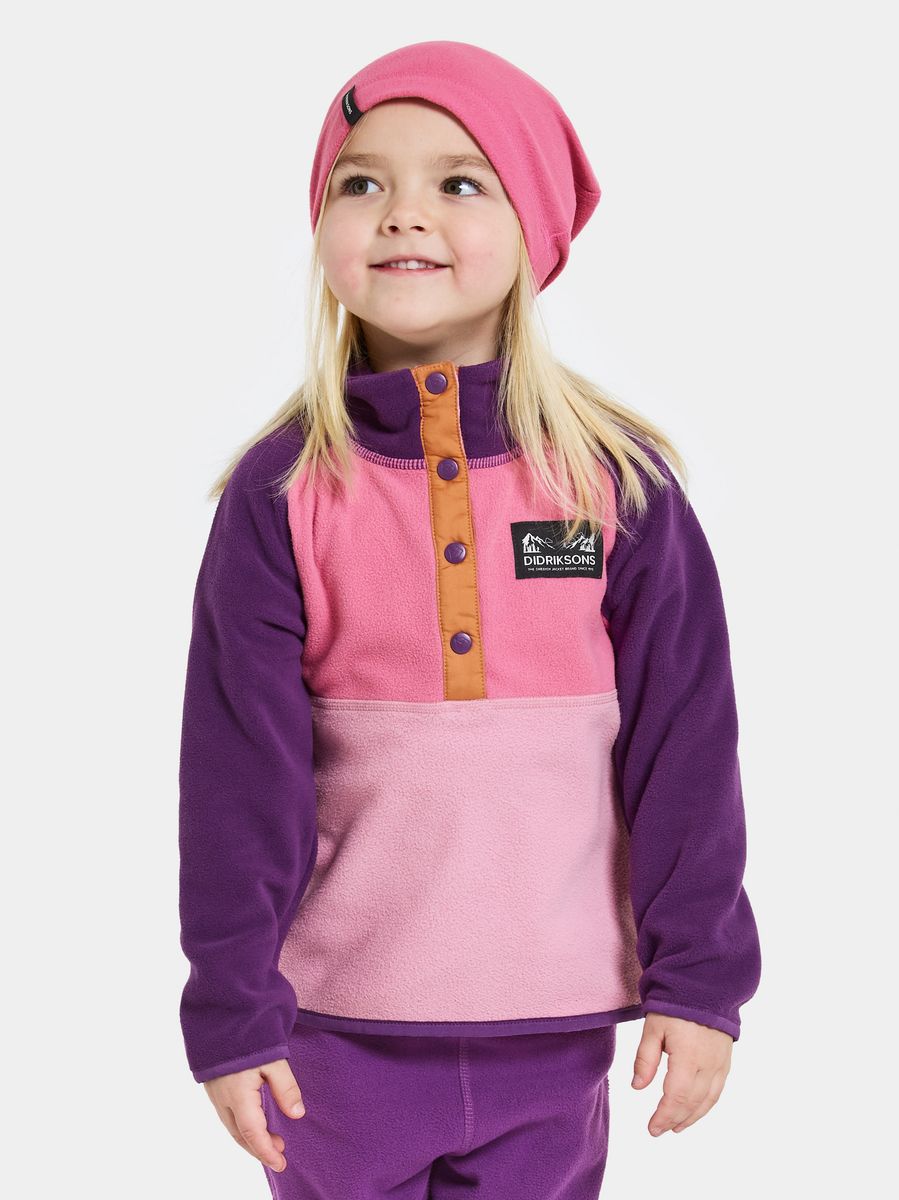 Didriksons Monte Half Button fleecegenser til barn - light heather pink