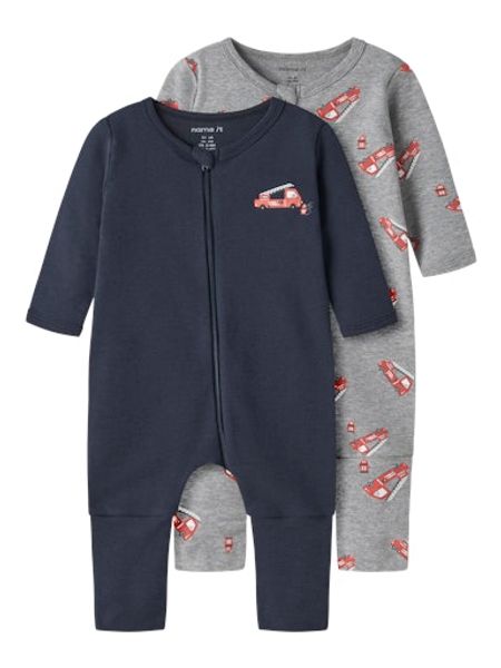 Hovedbilde Name It Firetruck 2-pk pysjamas til baby - grey ...
