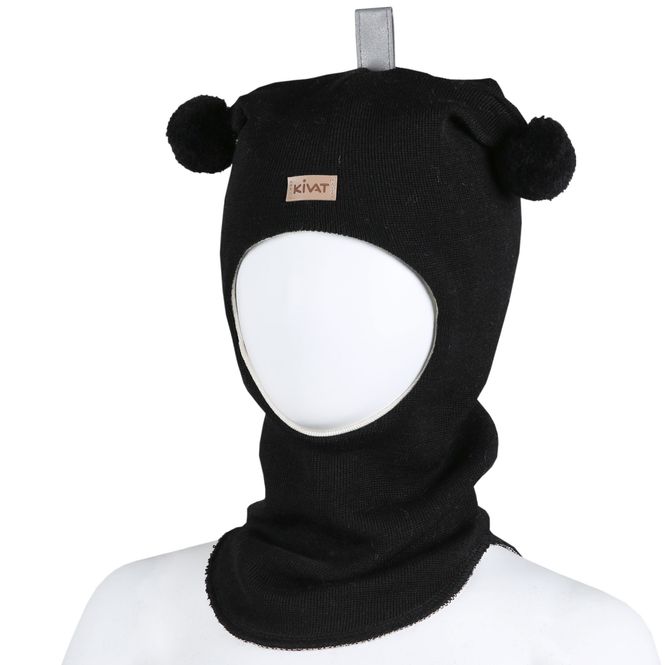 Hovedbilde Kivat ull balaclava logo med dusker - sort