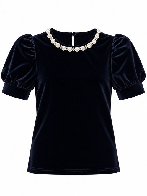 Hovedbilde Vilje & Ve Emma veluor top - dark navy