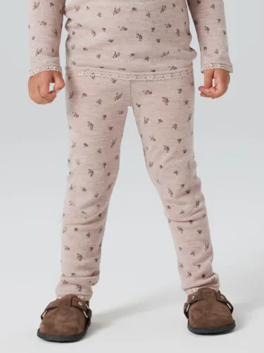 Name It Wang ull leggings til barn small flower AOP - shadow gray