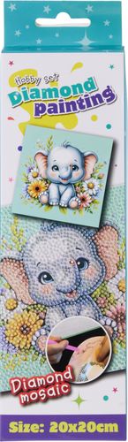 Diamant perler 20x20 cm - elefant