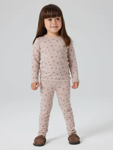 Name It Wang ull leggings til barn small flower AOP - shadow gray