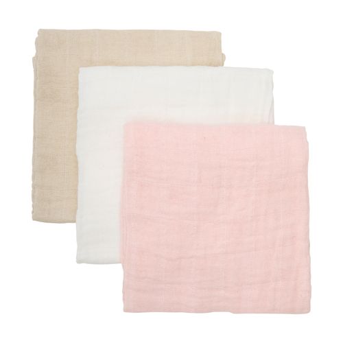 Pippi 3-pk muslinkluter - veiled rose solid