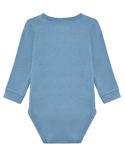 Minymo ribbet body til baby - blue shadow