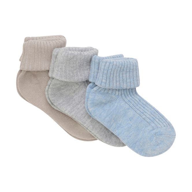 Hovedbilde Minymo 3-pk ribbet babysokker - winter sky