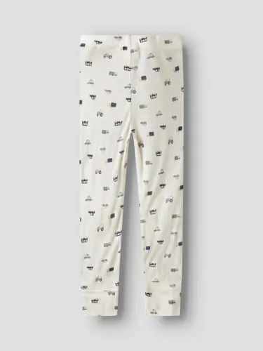 Name It Wang small cars AOP ull leggings til barn - snow white