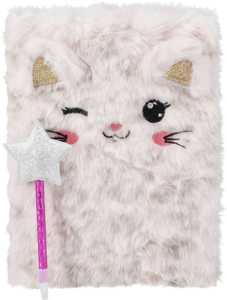 Hovedbilde Plysj notatbok med penn A5 - katt