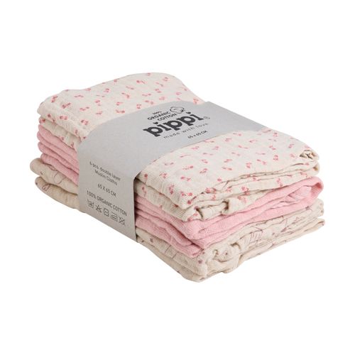 Pippi 6-pk muslinkluter - sheer bliss