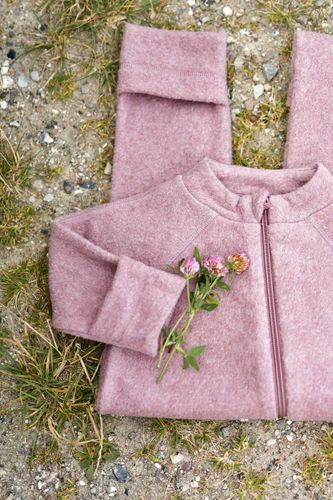 Mikk-Line Bomullsfleece heldress til baby - burlwood melange