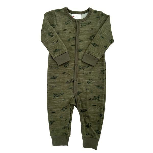 Hovedbilde Blinke Spaceship ull/bambus heldress - olive ...