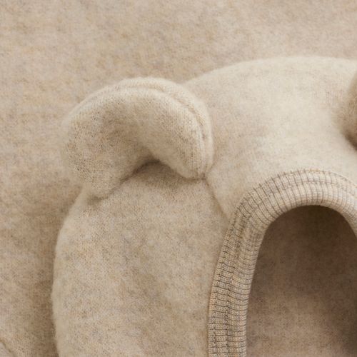 Huttelihut Ullfleecejakke med hette til barn - camel melange