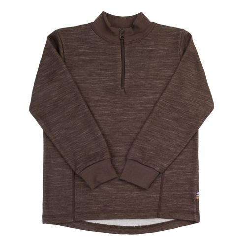Joha Kids ull/bambus trøye med zip - brun
