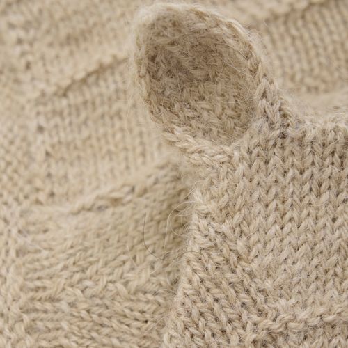Huttelihut Strikket alpakkalue til baby - camel melange