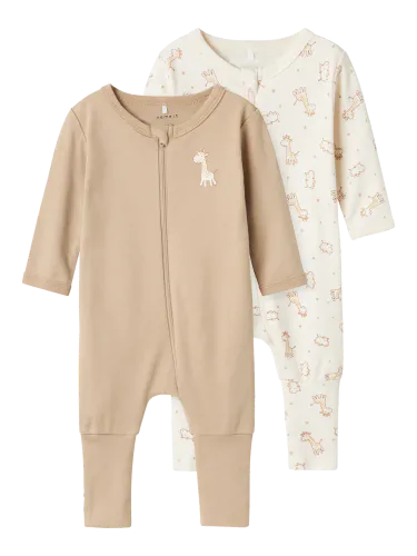 Name It 2-pk Giraffe pysjamas med glidelås - jet stream