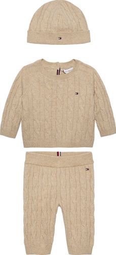 Tommy Hilfiger strikket gavesett til baby - malted milk heather