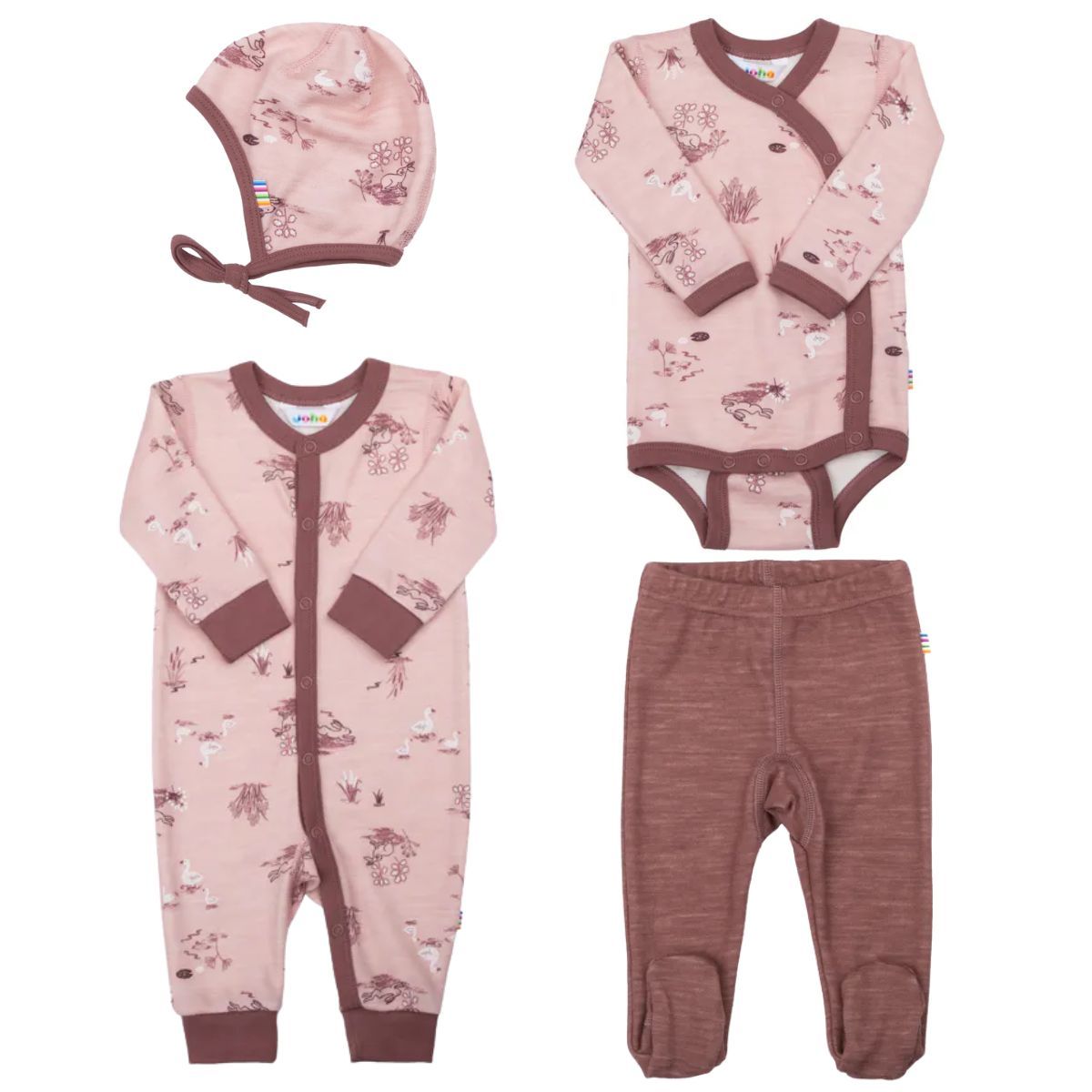 Pakkedeal - Joha Ull/bambus Goose Nyfødt - Rosa