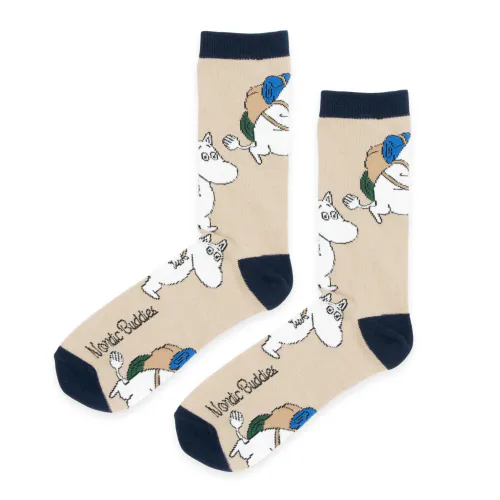 Moomin Sokker til voksen, Mummitrollet på tur, beige (40-45)