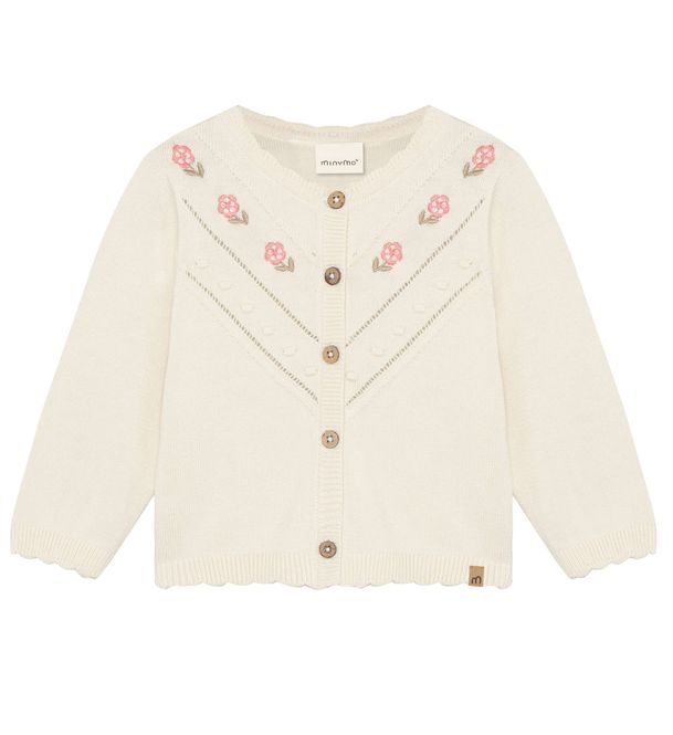 Hovedbilde Minymo strikket cardigan til baby - vanilla ice
