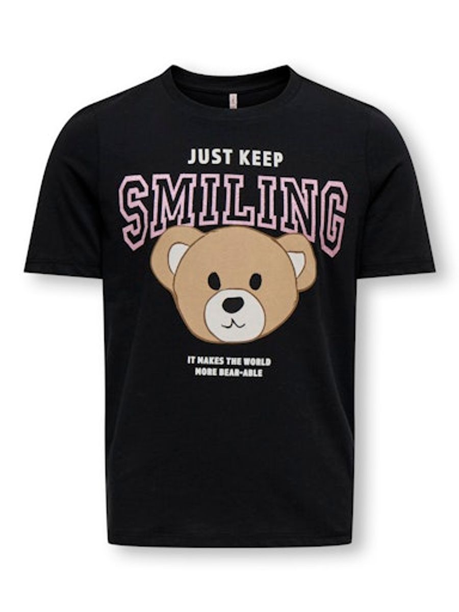 Kids Only  Rosa t-skjorte til barn - black/keep smiling